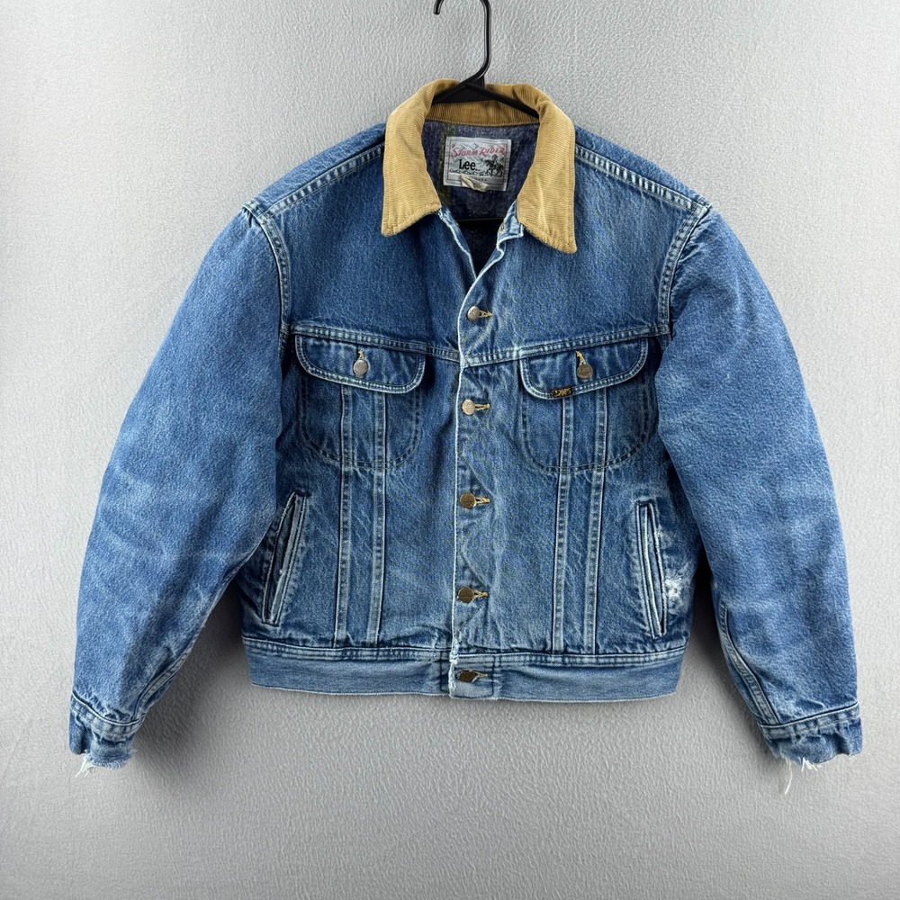 Vintage Lee Storm Rider Jacket Mens 42 Denim‎ Blanket Lined 80s Made in USA